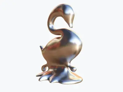 swan in water 3D model