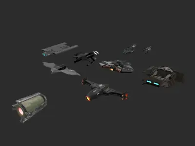Spaceship Pack Low-poly 3D model