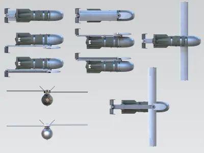 FAB-3000 with UMPK Russian Glide Bomb 3D model