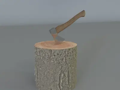 Decorative Ax Log Low-poly 3D model