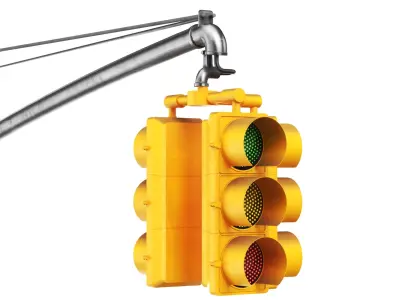Detailed Street Light With Traffic Stop 3D model