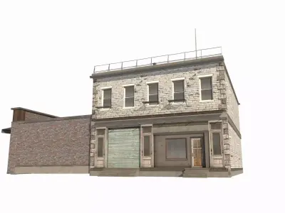20th century architecture housing and shops 3D model