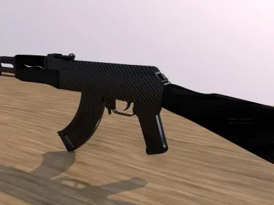 Ak-47 with bullets Low-poly 3D model
