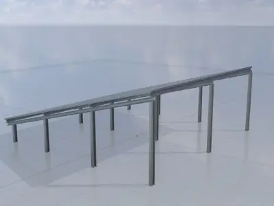 Solar module version 4 width 7000mm tilt angle 15 degrees Low-poly 3D model