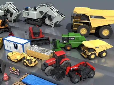 Large construction vehicles-agricultural machinery 3D model