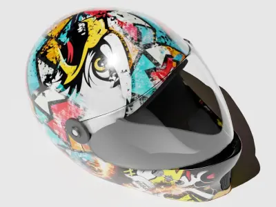 Helmet with graffiti 3D model