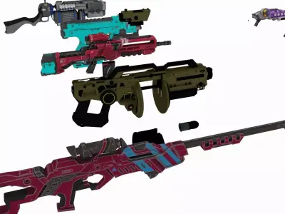 Sci-Fi Weapon Pack  High Poly Futuristic Guns Collection PBR Low-poly 3D model