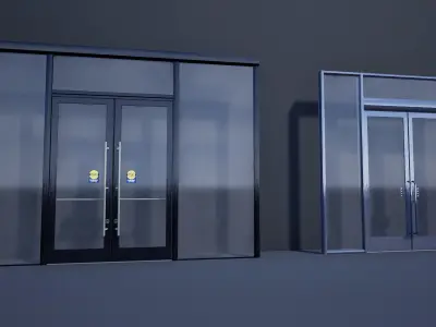 Commercial Glass Doors Low-poly 3D model