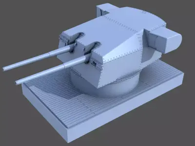 Bismarck 15cm turret 02 - Personal license - 1-72 scale 3D print model