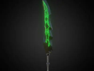Wounded Sword Emissive Green Low-poly 3D model