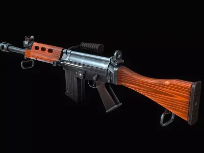 Stylized FN FAL rifle Low-poly 3D model