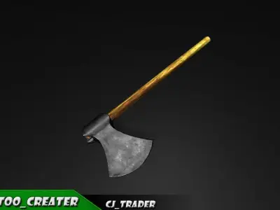 PBR Medieval Realistic Axe Low-Poly 3D Model Low-poly 3D model
