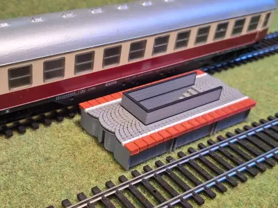 Double Edge Platform Underpass1 1-87 FDM color 3D print model