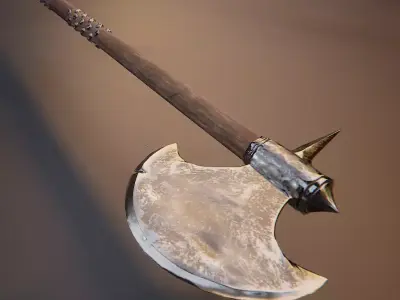 Medieval Battle Axe Low-poly 3D model