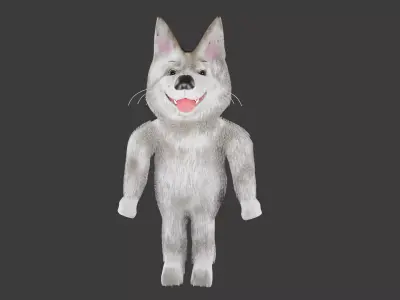Low Poly Husky Dog 3D Model - Game Ready  Customizable Hair Mesh Low-poly 3D model