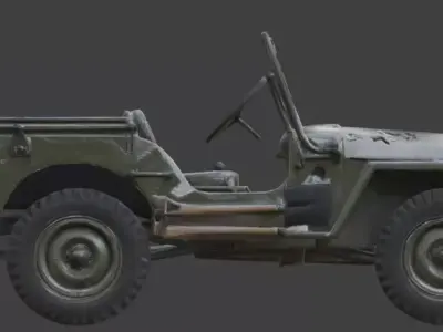 Destroyed Military Jeep 4x4  Model Low-poly 3D model