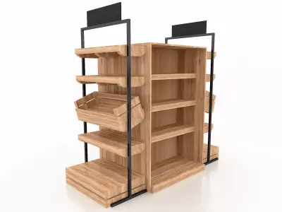 Shelf 3D model 2 wooden display rack 3D model