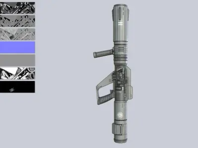Scifi bazooka Low-poly 3D model get