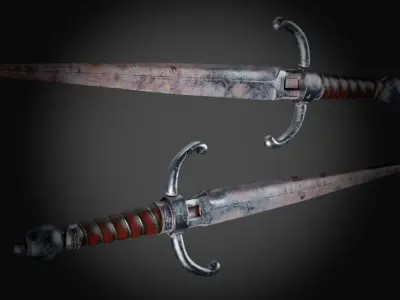 Dagger two swords Low-poly 3D model
