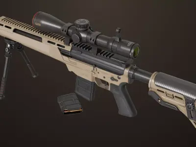 Sniper Rifle 06 Sandal Generic All PBR Unity UE Textures Low-poly 3D model