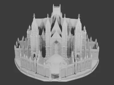 Dark Medieval Castle Fortress  Black Fantasy Stronghold 3D Model Low-poly 3D model