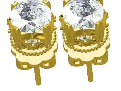 Antique Art Deco Style Stud Earring 3D print model