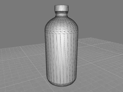 Boston Round Glass Bottle 16oz 3D model