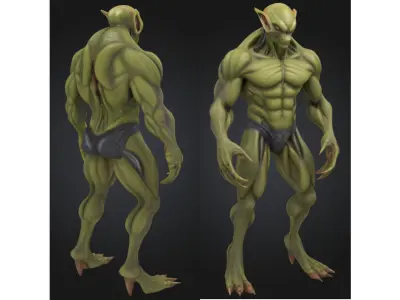 Alien Reptilian Creature Muscle Futuristic Sci Fi Low-poly 3D model