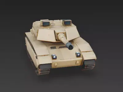 Modern Desert Main Battle Tank MBT 3D Model Low-poly 3D model