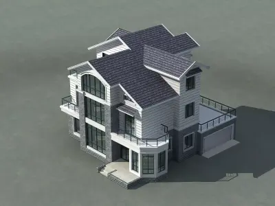 Villa house 3D model 8