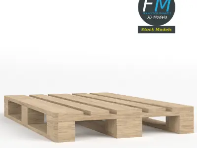 Wooden euro pallet skid 3D model