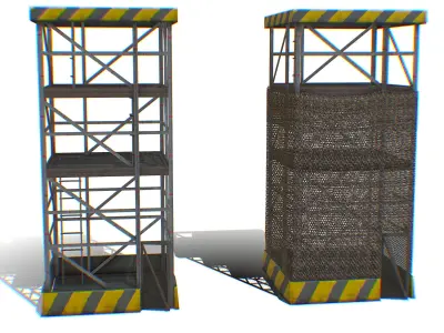 Military Scaffolding Tower Safety Caution Stripe Low-poly 3D model