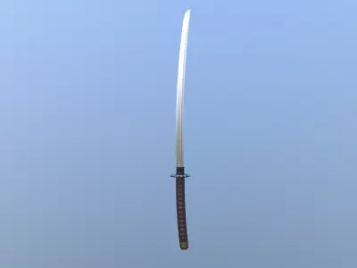Katana game-ready samurai sword Low-poly 3D model
