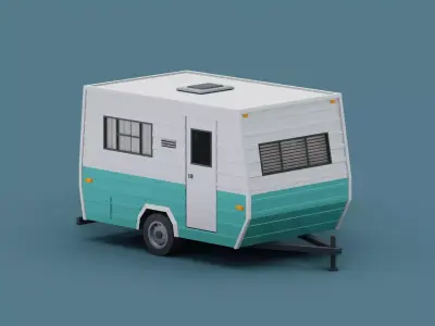 Stylized Small Camper Trailer Classic  Low-poly 3D model