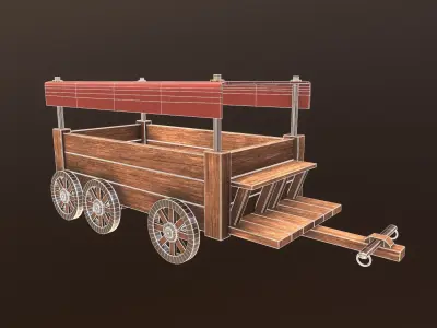 Traders Wagon Low-poly 3D model