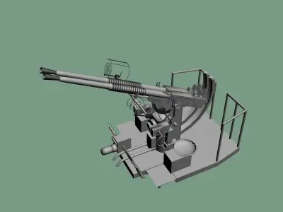 Printable Bofors 40mm twin anti-aircraft gun 1 in 33 scale 3D print model