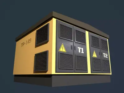 Transformer substation Low-poly 3D model