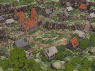 Hillside Village 3D model shop