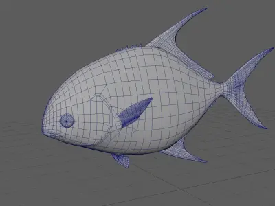 snubnose pompano Fish Low-poly 3D model