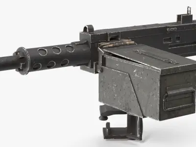 Used Vehicle Heavy Machine Gun Black 3D model