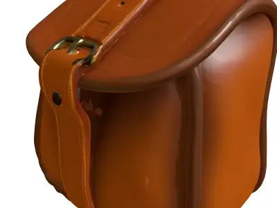 Vintage Brown Leather Pouch Bag Low-poly 3D model