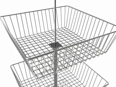 Store Wire Square Baskets 3-tier on Wheels 3D model
