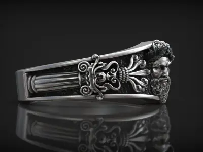 Zeus Laurel Head Antique Greek Pattern Ring 3D print model