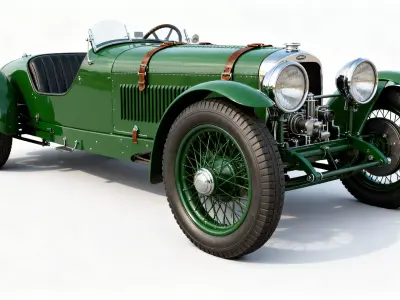 Vintage British Racing Green Roadster 3D Model Low-poly 3D model