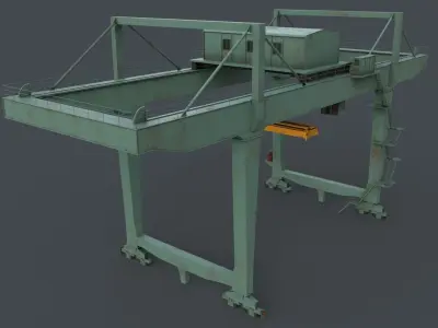 PBR Rail Mounted Gantry Crane RMG V2 - Green Light Low-poly 3D model