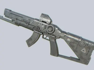 Scifi military gun Low-poly 3D model