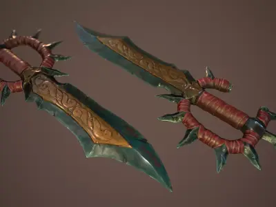 Stylized goblin dagger game ready PBR low-poly Free low-poly 3D model
