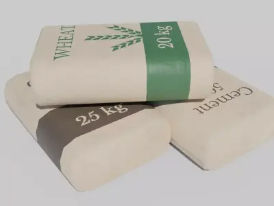 Cement Seeds Bags Low-poly 3D model