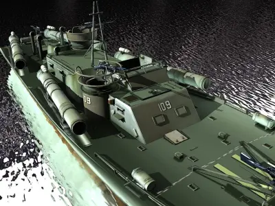 PT-109 military boat in water 3D model