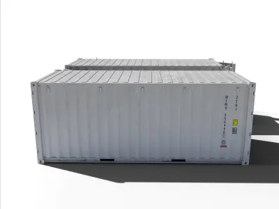 20ft Cargo Container White Low-poly 3D model